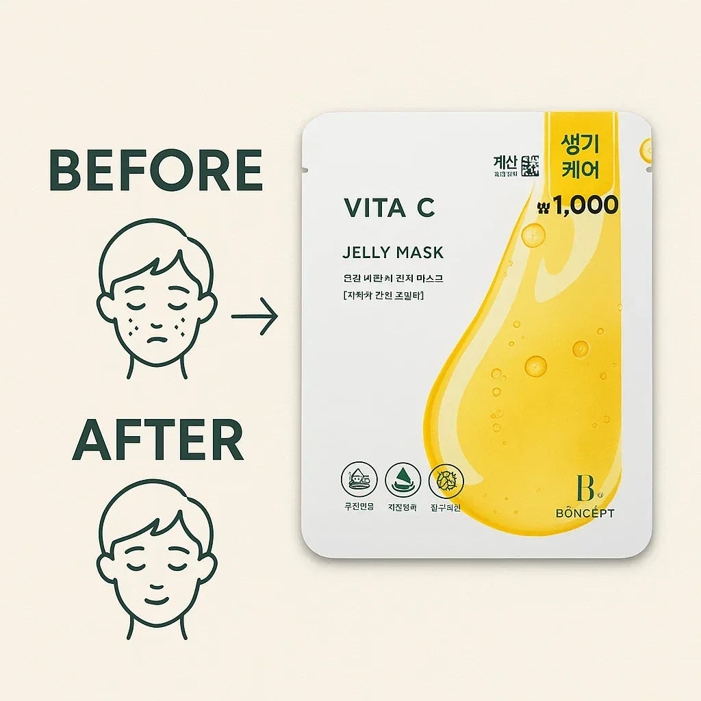 Vita C Jelly Mask 23g x 10 Sheets – Korean Vitamin C Facial Mask for Brightening - stevensbooks