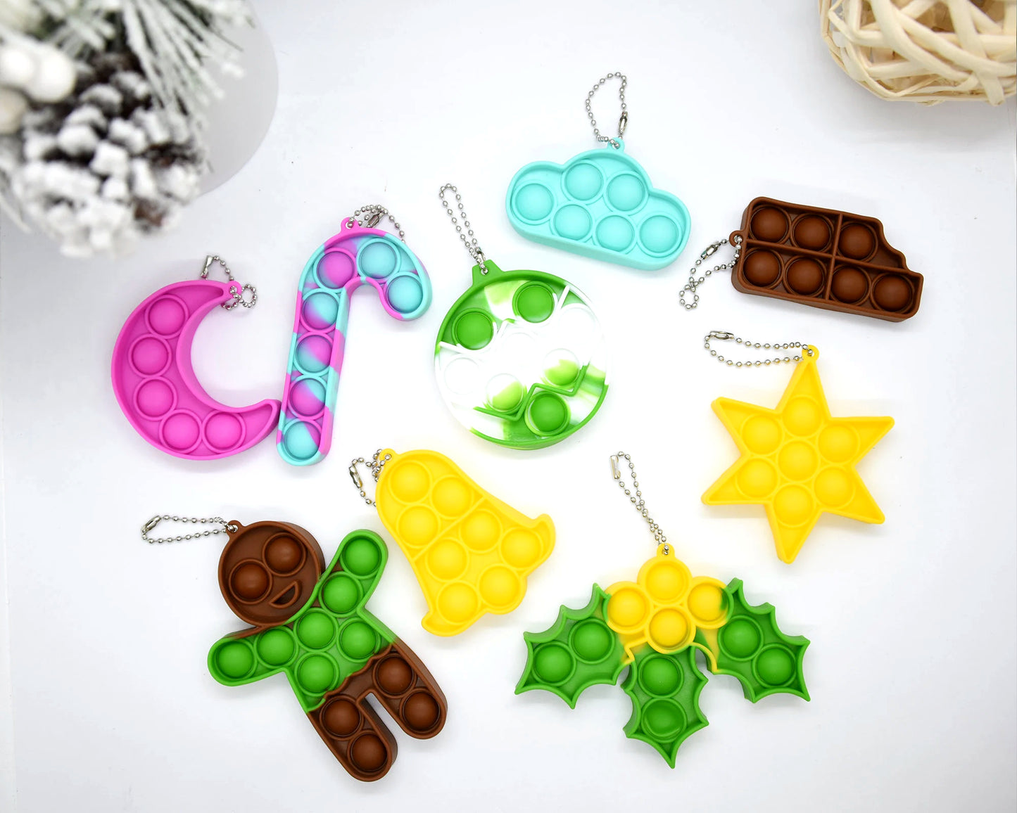 π 9pc Christmas Ornament, Gifts for kids, Christmas Gift, Popping Toy, Pop it, Silicone Pop Toy, Toys