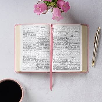 KJV Holy Bible Pink – Compact Large Print, Red Letter, Faux Leather - Ribbon Marker, King James Version