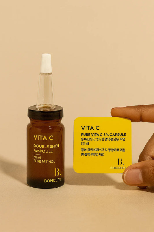 5 pcs Vita C Double Shot Ampoule Kit Freeze Dried Pure Vitamin C and Retinol - stevensbooks