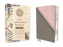 NIV Application Bible, Large Print, Leathersoft, Pink/Gray, Red Letter, Comfort Print: Bringing the Ancient Message of the Bible Into Your World - stevensbooks