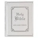 KJV Holy Bible, Classically Illustrated Heirloom Family Bible, Faux Leather Hardcover - Ribbon Markers, King James Version, White/Silver