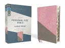 Niv, Personal Size Bible, Large Print, Leathersoft, Pink/Gray, Red Letter, Thumb Indexed, Comfort Print - stevensbooks