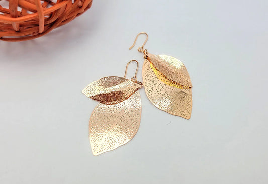🍂 Leaf Glow — Handmade Silver Leaf Earrings, Dangle Earrings, Gift for Her, Holiday’s Gift - stevensbooks