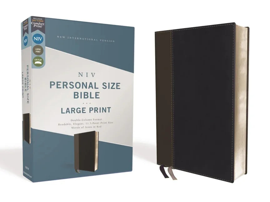 Niv, Personal Size Bible, Large Print, Leathersoft, Black, Red Letter Edition, Comfort Print - stevensbooks