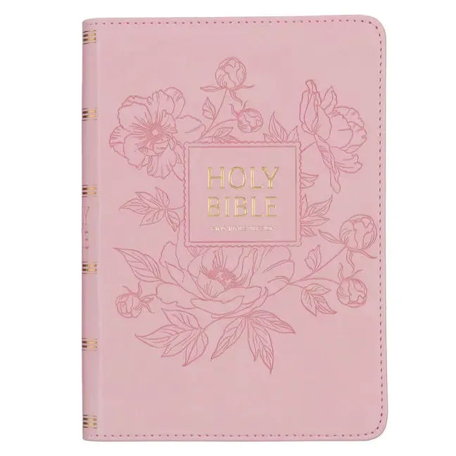 KJV Holy Bible, Compact Large Print Faux Leather Red Letter Edition - Ribbon Marker, King James Version, Pink - stevensbooks