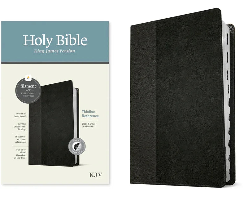 KJV Thinline Reference Bible, Filament Enabled (Leatherlike, Black/Onyx, Indexed, Red Letter) - stevensbooks
