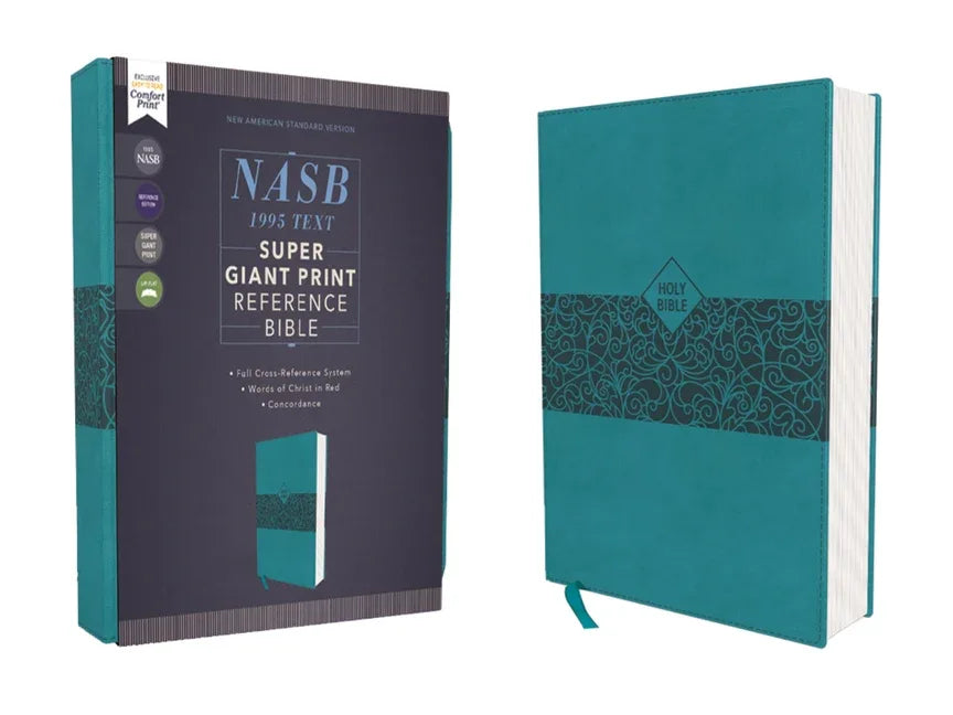 Nasb, Super Giant Print Reference Bible, Leathersoft, Teal, Red Letter Edition, 1995 Text, Comfort Print - stevensbooks