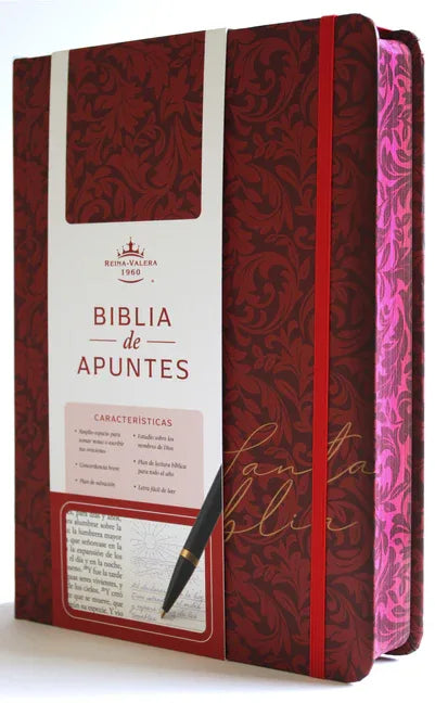 Biblia de Apuntes Rvr 1960 Tapa Dura, Vino Tinto (Edición Cantos Pintados) / Spanish Journalling Bible Rvr 1960 Hardcover Burgundy - stevensbooks