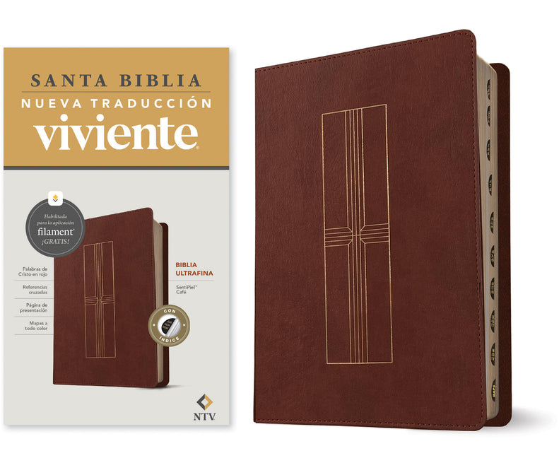 Biblia Ultrafina Ntv, Con Filament (Sentipiel, Café, Índice, Letra Roja) - Ingram