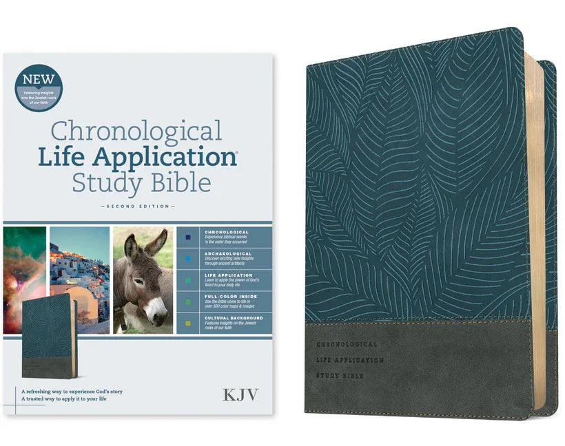 KJV Chronological Life Application Study Bible, Second Edition (Leatherlike, Palm Forest Blue) - stevensbooks