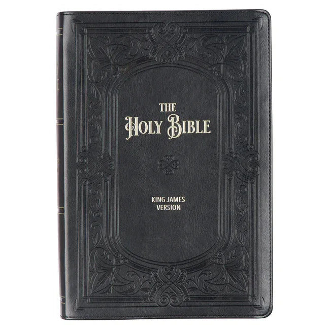 KJV Holy Bible, Giant Print Full-Size Faux Leather Red Letter Edition - Thumb Index & Ribbon Marker, King James Version, Midnight Blue - stevensbooks