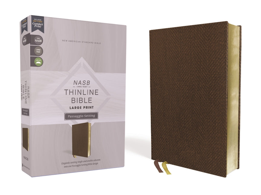 Nasb, Thinline Bible, Large Print, Passaggio Setting, Leathersoft, Brown, Red Letter, 1995 Text, Comfort Print: Elegantly Uniting Single and Double Co - Ingram