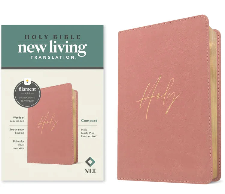 NLT Compact Bible, Filament Enabled (Leatherlike, Holy Dusty Pink, Red Letter) - stevensbooks