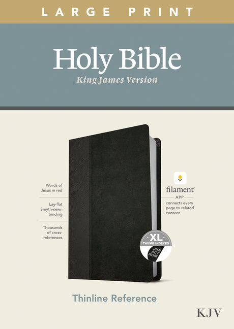 KJV Large Print Thinline Reference Bible, Filament Enabled Edition (Red Letter, Leatherlike, Black/Onyx, Indexed) - Ingram