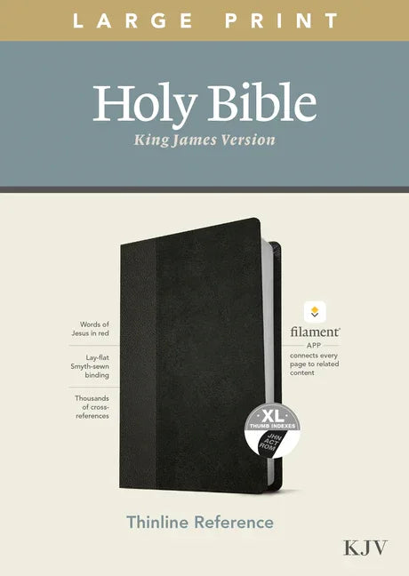 KJV Large Print Thinline Reference Bible, Filament Enabled Edition (Red Letter, Leatherlike, Black/Onyx, Indexed) - stevensbooks