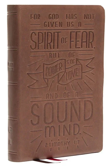 Nkjv, Personal Size Reference Bible, Verse Art Cover Collection, Genuine Leather, Brown, Red Letter, Thumb Indexed, Comfort Print: Holy Bible, New Kin - stevensbooks