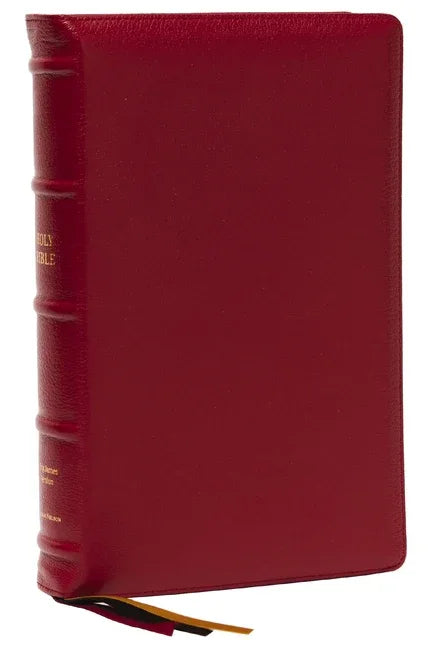 KJV Holy Bible: Large Print Single-Column with 43,000 End-Of-Verse Cross References, Red Goatskin Leather, Premier Collection, Personal Size, Thumb In - stevensbooks