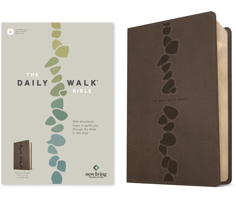 Daily Walk Bible Nlt, Filament Enabled (Leatherlike, Stepping Stones Dark Taupe) - stevensbooks