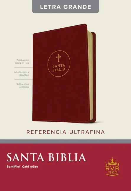 Santa Biblia Rvr60, Edición de Referencia Ultrafina, Letra Grande (Sentipiel, Café Rojizo, Letra Roja) - stevensbooks