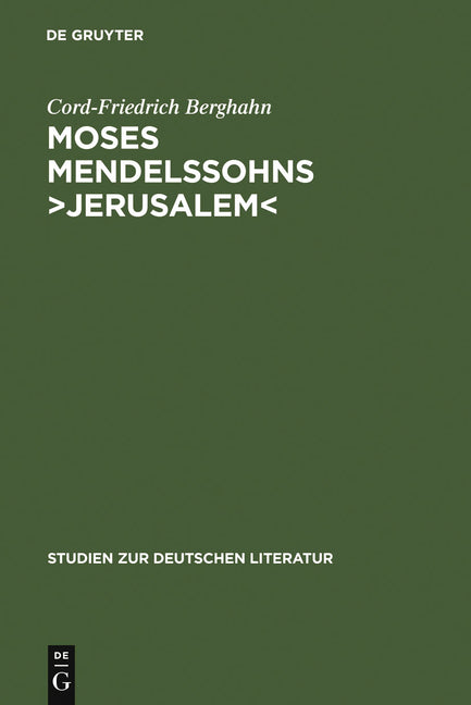 Moses Mendelssohns >Jerusalem: Ein Beitrag Zur Geschichte Der Menschenrechte Und Der Pluralistischen Gesellschaft in Der Deutschen Aufklärung (Reprint - Ingram