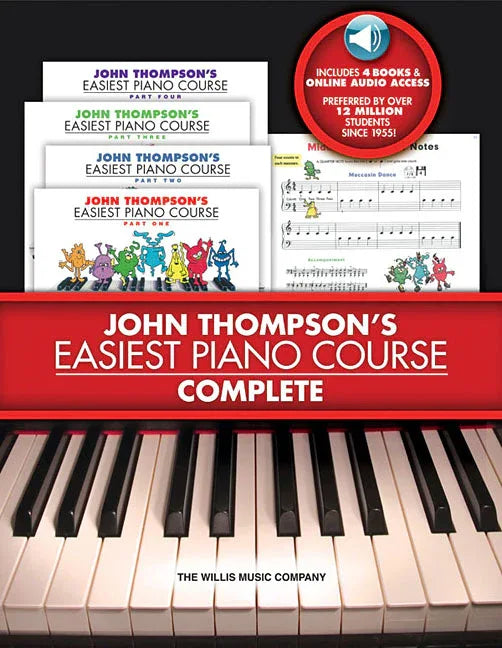John Thompson's Easiest Piano Course Complete 4-Book Boxed Set with Online Audio Step-By-Step Piano Lessons for Beginners - stevensbooks