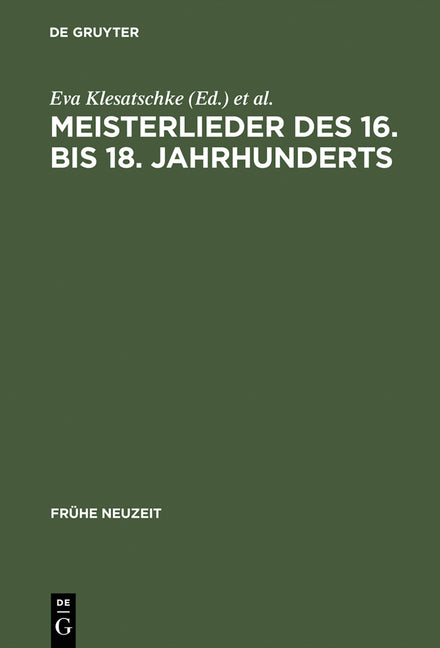 Meisterlieder des 16. bis 18. Jahrhunderts (Reprint 2015) - Ingram