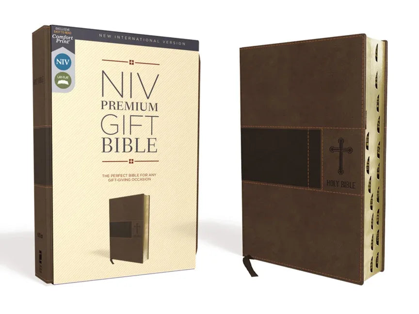 Niv, Premium Gift Bible, Leathersoft, Brown, Red Letter Edition, Indexed, Comfort Print - stevensbooks