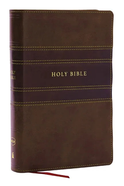 NKJV Personal Size Large Print Bible with 43,000 Cross References, Brown Leathersoft, Red Letter, Comfort Print (Thumb Indexed) - stevensbooks