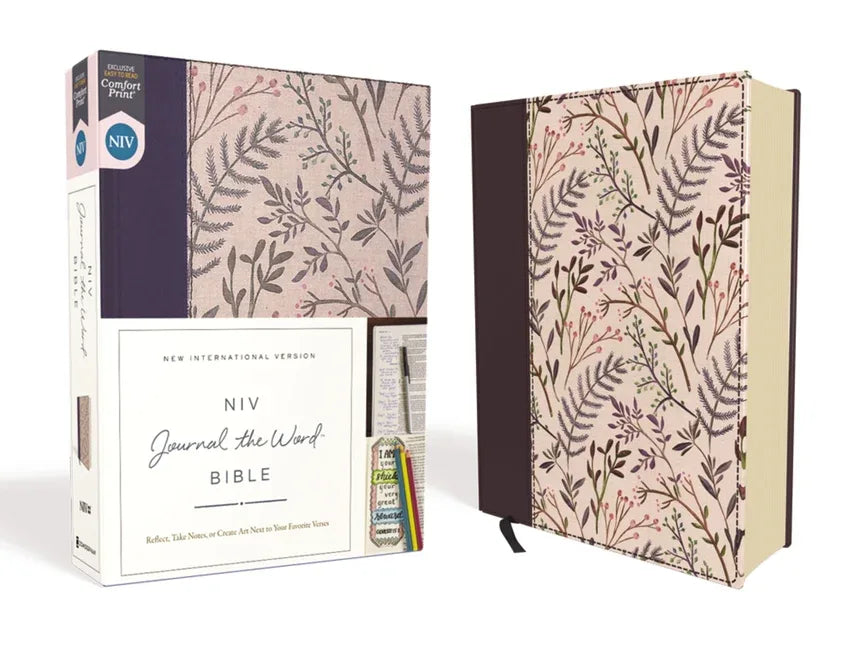 NIV, Journal the Word Bible, Cloth Over Board, Pink Floral, Red Letter Edition, Comfort Print: Reflect, Take Notes, or Create Art Next to Your Favorit - stevensbooks