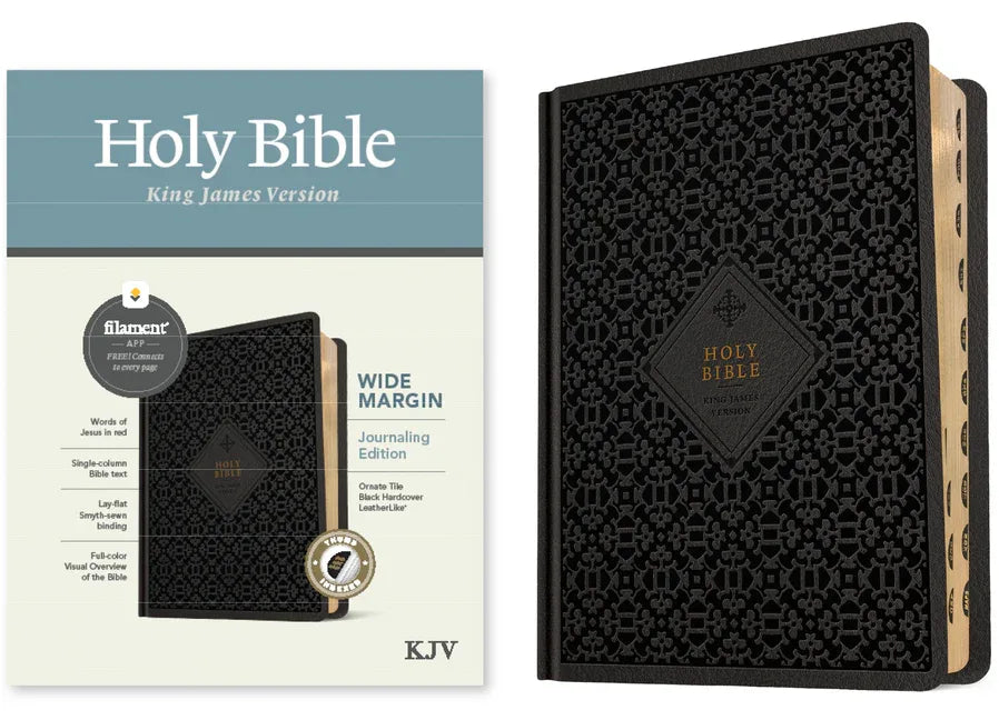 KJV Wide Margin Bible, Filament Enabled (Hardcover Leatherlike, Ornate Tile Black, Indexed, Red Letter) - stevensbooks