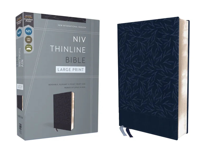 Niv, Thinline Bible, Large Print, Leathersoft, Navy, Red Letter, Comfort Print - stevensbooks