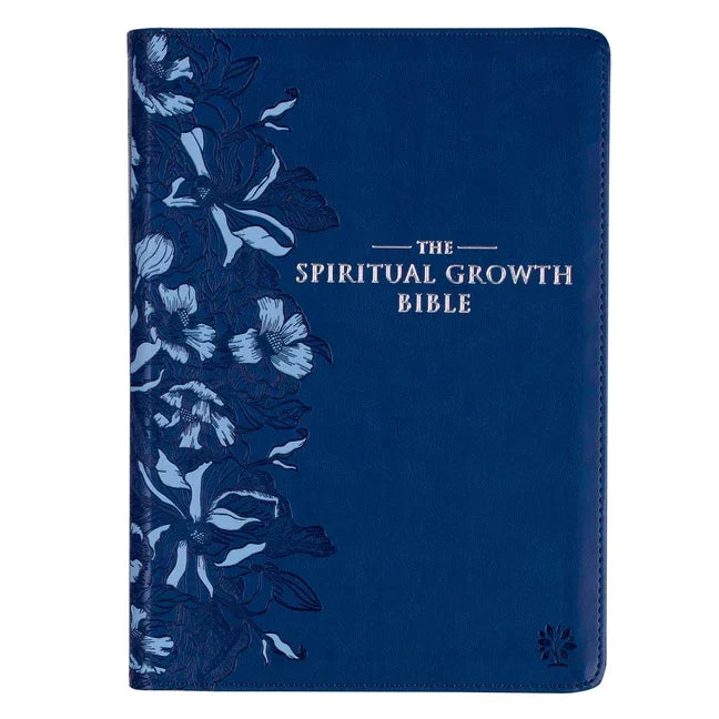 Spiritual Growth Bible, Study Bible, NLT - New Living Translation Holy Bible, Faux Leather, Navy - stevensbooks