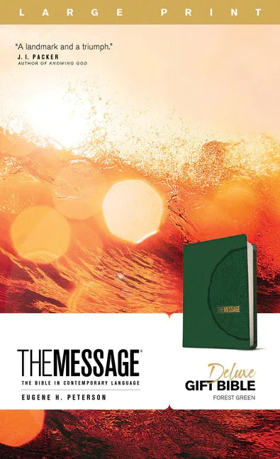 Message Deluxe Gift Bible, Large Print (Leather-Look, Green): The Bible in Contemporary Language - stevensbooks