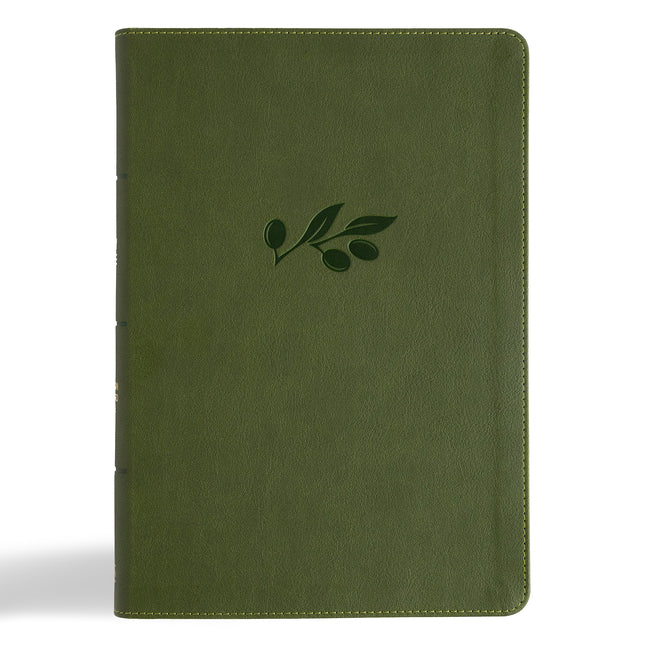 CSB Giant Print Single-Column Bible, Olive Leathertouch - Ingram