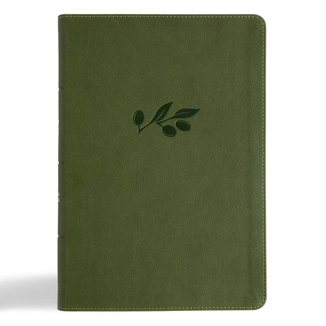 CSB Giant Print Single-Column Bible, Olive Leathertouch - stevensbooks