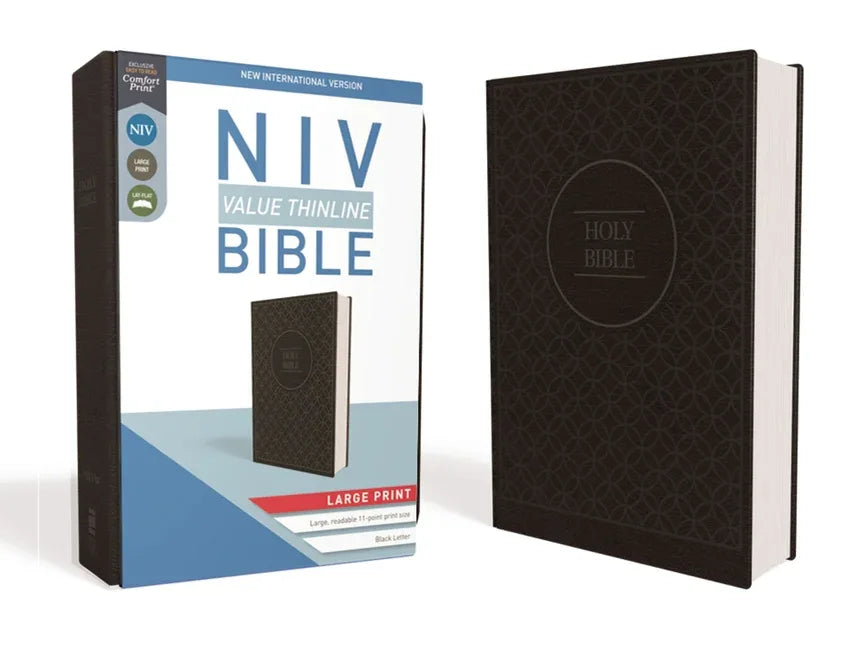 NIV, Value Thinline Bible, Large Print, Imitation Leather, Gray/Black (Special) - stevensbooks