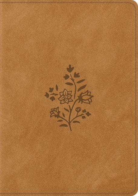 ESV Single Column Journaling Bible, Large Print (Trutone, Nubuck Caramel, Wildflower Design) - stevensbooks