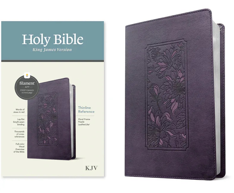 KJV Thinline Reference Bible, Filament Enabled (Leatherlike, Floral Frame Purple, Red Letter) - stevensbooks