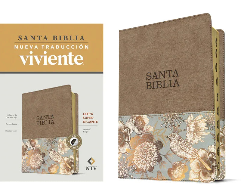 Santa Biblia Ntv, Letra Súper Gigante (Sentipiel, Beige, Índice, Letra Roja) - stevensbooks