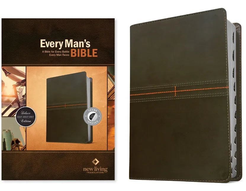 Every Man's Bible NLT (Leatherlike, East-West Grey, Indexed) - stevensbooks