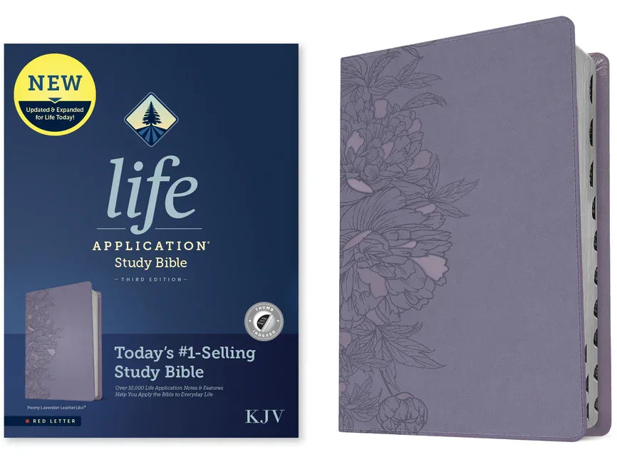 KJV Life Application Study Bible, Third Edition (Leatherlike, Peony Lavender, Indexed, Red Letter) - stevensbooks