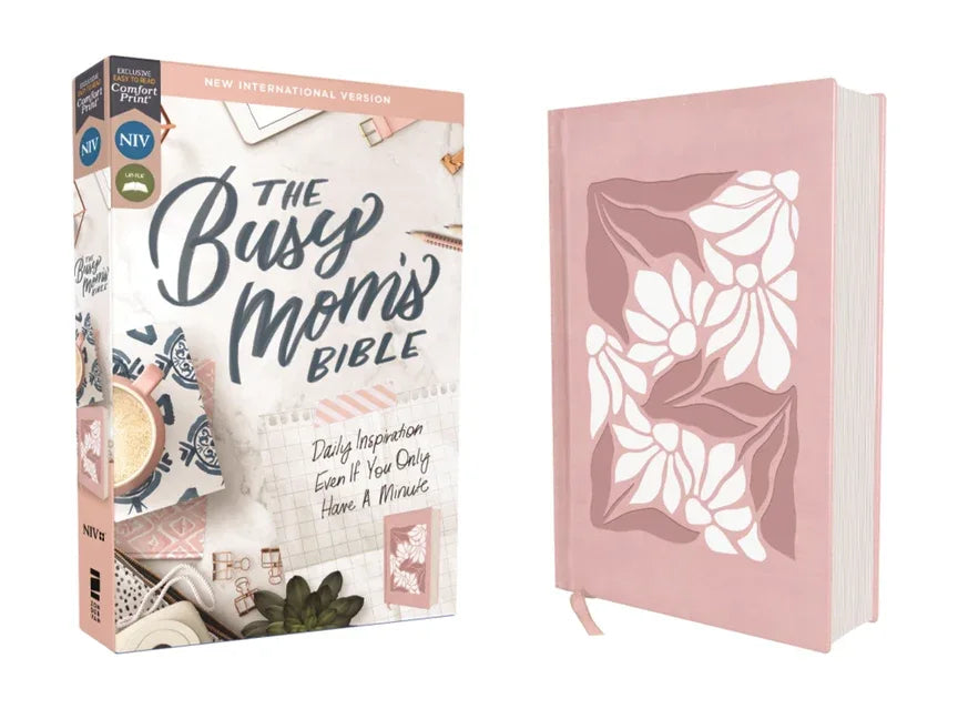 Niv, the Busy Mom's Bible, Leathersoft Over Board, Pink, Red Letter, Comfort Print: Daily Inspiration Even If You Only Have One Minute - stevensbooks