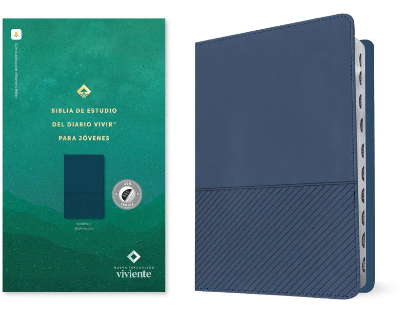 Biblia de Estudio del Diario Vivir Para Jóvenes Ntv Con Filament (Sentipiel, Azul Oscuro, Índice, Letra Roja) - stevensbooks