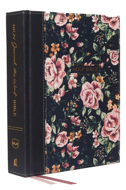 NKJV, Journal the Word Bible, Cloth Over Board, Gray Floral, Red Letter Edition, Comfort Print: Reflect, Journal, or Create Art Next to Your Favorite - Ingram
