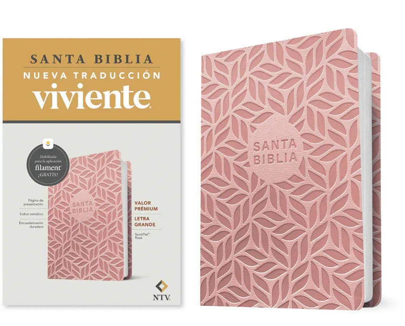 Biblia Valor Prémium Ntv, Letra Grande Con Filament (Sentipiel, Rosa) - stevensbooks