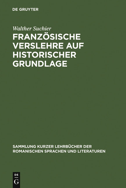 Französische Verslehre Auf Historischer Grundlage (2. Auflage. Reprint 2012) - Ingram