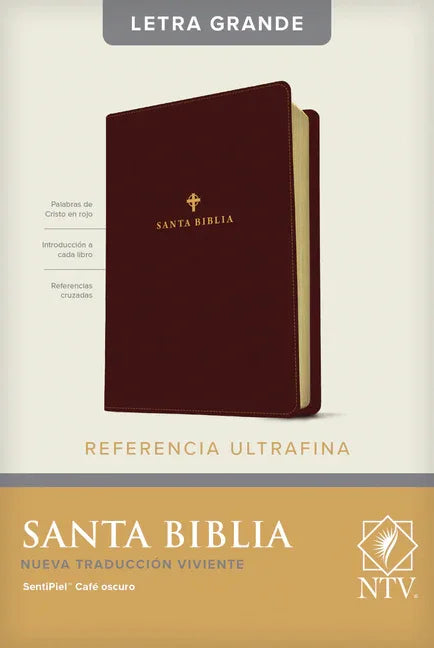 Santa Biblia Ntv, Edición de Referencia Ultrafina, Letra Grande (Letra Roja, Sentipiel, Café Oscuro ) - stevensbooks