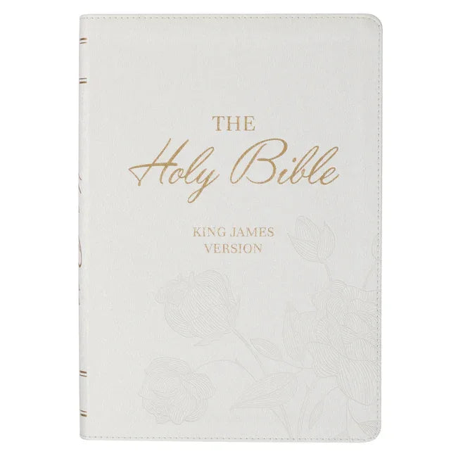 KJV Bible Super Giant Print Faux Leather White - stevensbooks