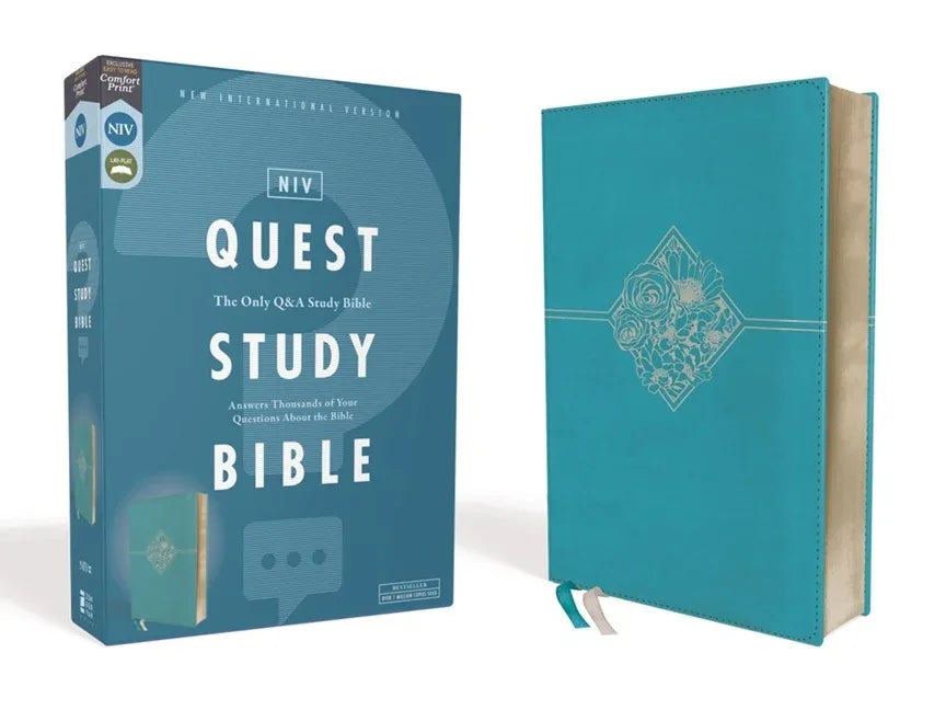 Niv, Quest Study Bible, Leathersoft, Blue, Comfort Print: The Only Q and A Study Bible - stevensbooks